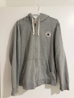 Converse Gray Full-Zip Hoodie with Chest Patch
